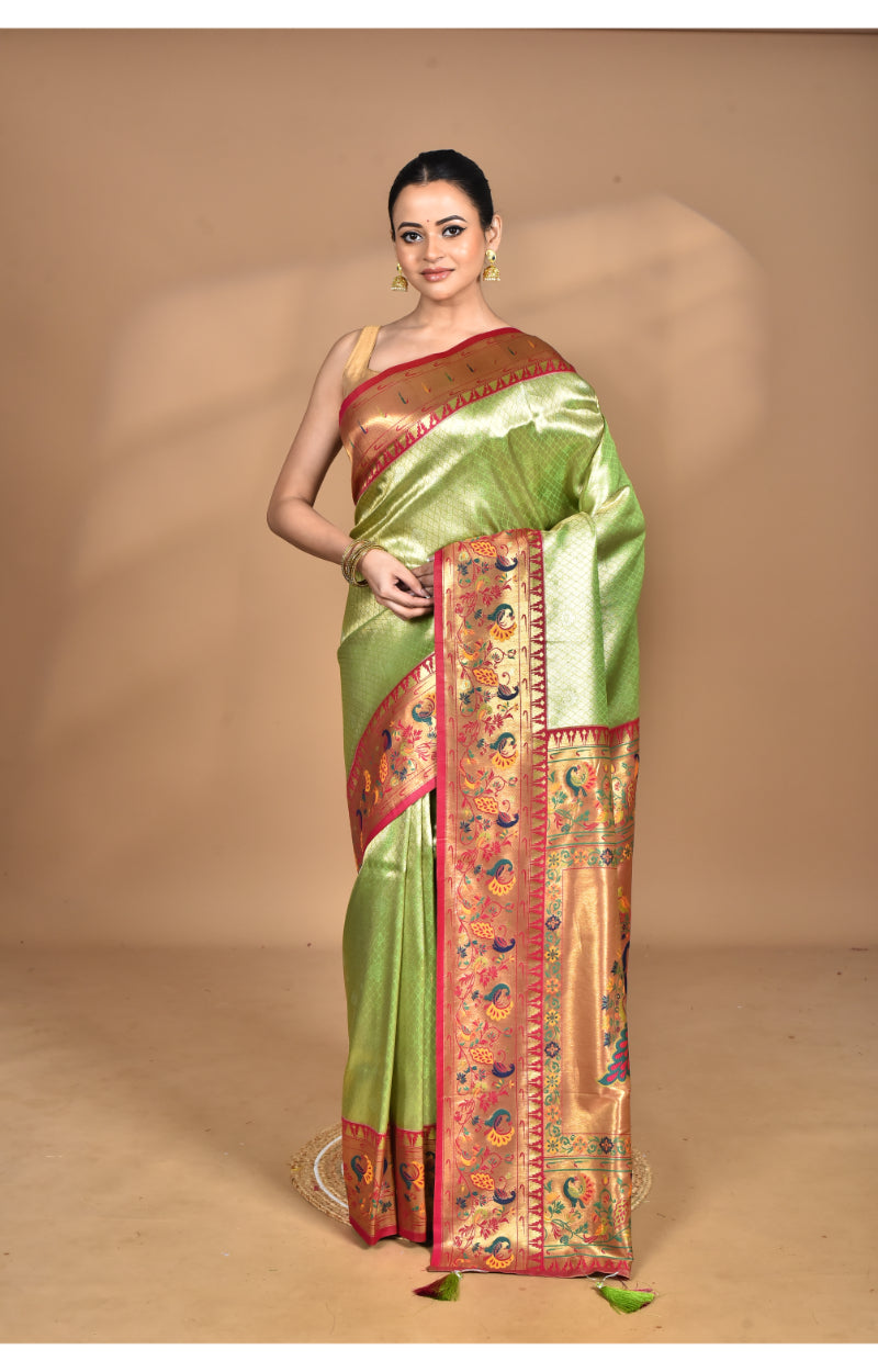 Morchari Women Desgin Banarasi Silk Saree-Green