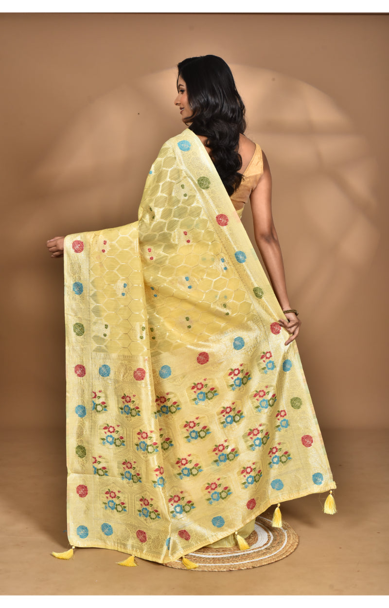 Morchari Women Desgin Chanderi Silk Saree-Yellow