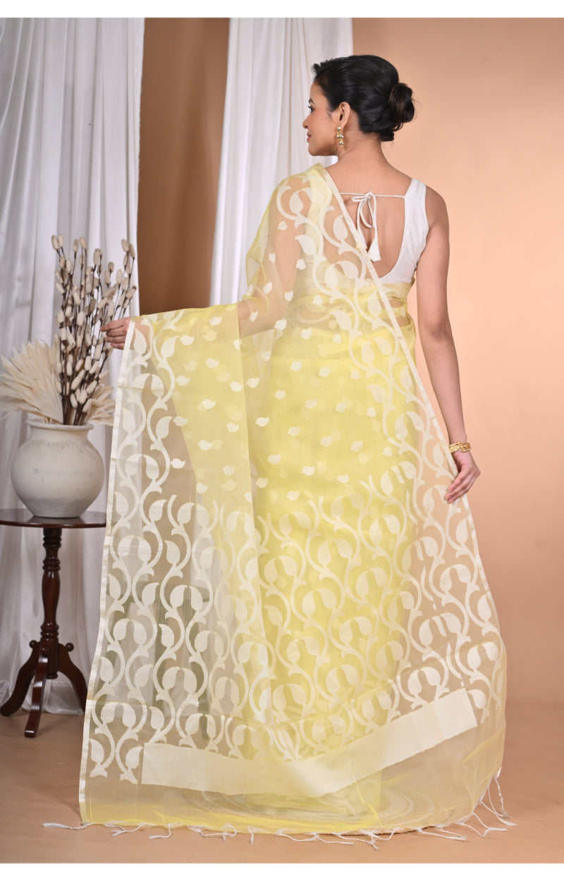 Morchari Heavy Jamdani Saree-Yellow