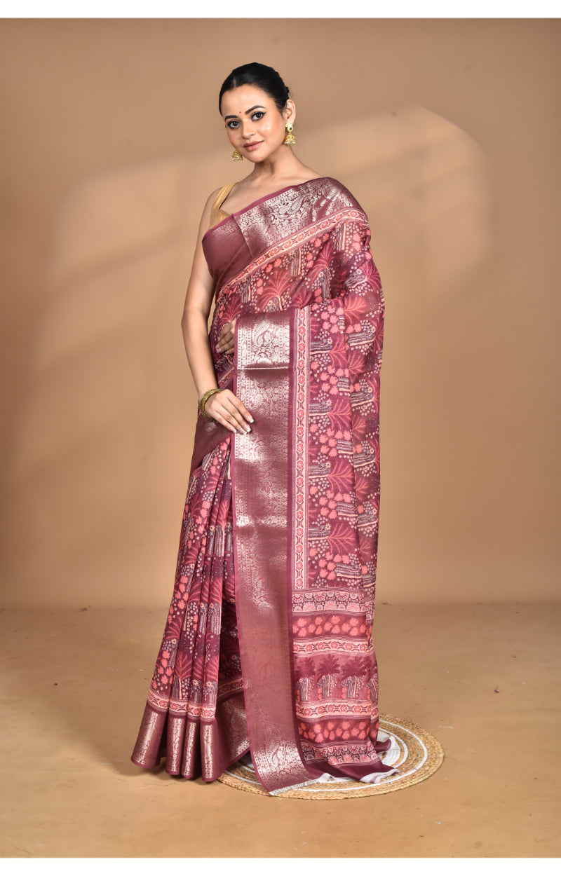 Morchari Chanderi Digital Print Saree-Multi