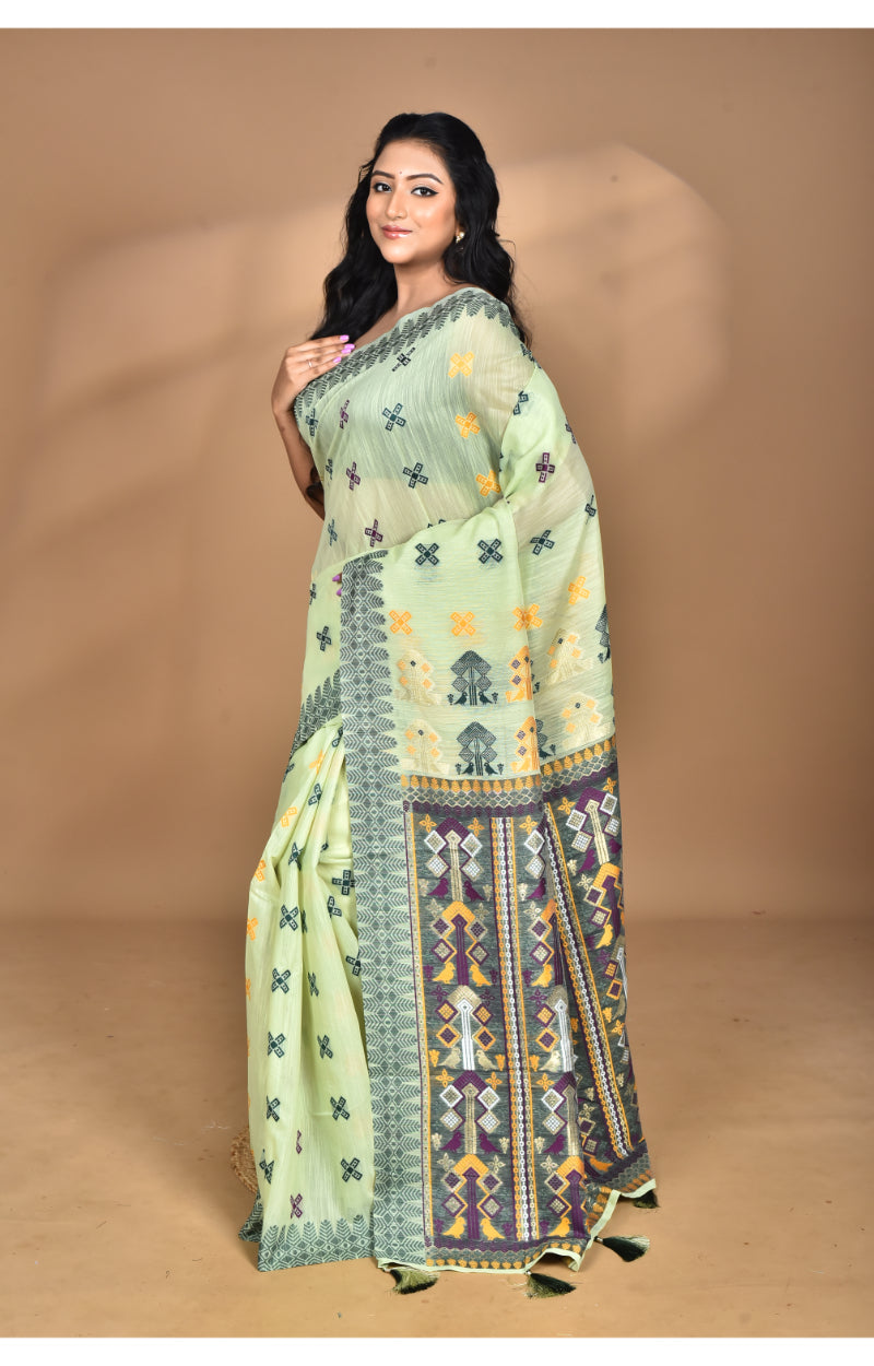 Morchari Women Desgin Chanderi Silk Saree-Green