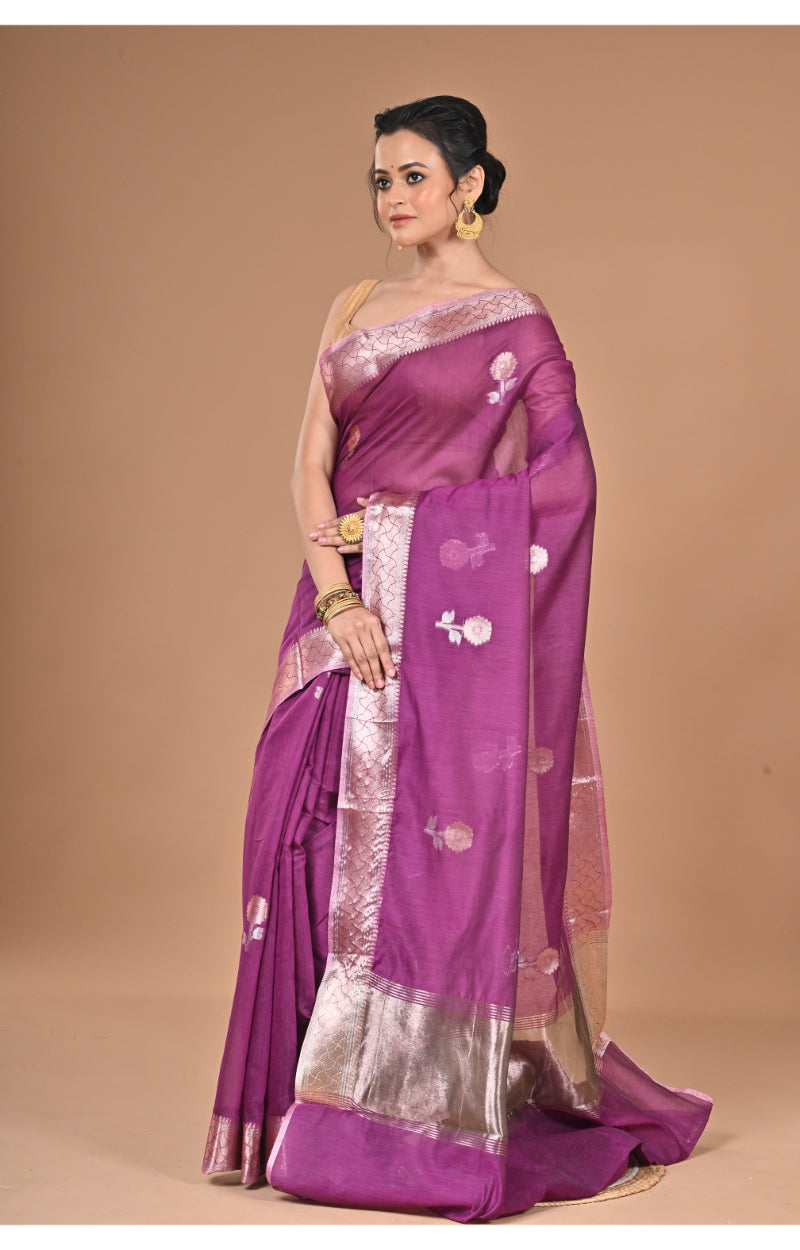 Morchari Heavy Chanderi Silk Saree-Purple
