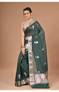 Morchari Heavy Chanderi Silk Saree-Green
