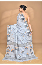 Morchari Pure Cotton Dhakai Jamdani Handloom Saree-Grey