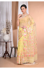 Morchari Heavy Jamdani Silk Orzanga Saree-Yellow