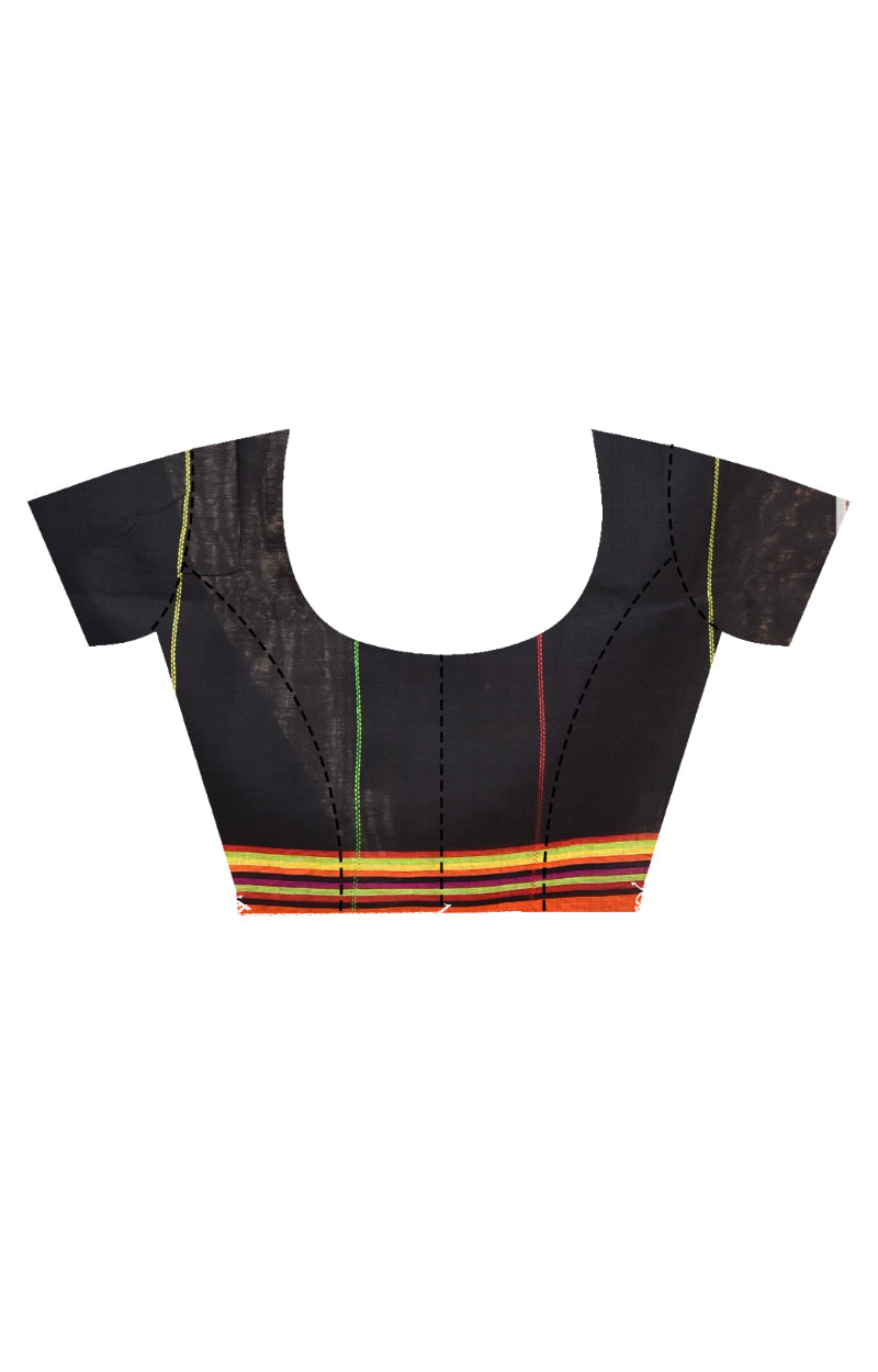 Morchari Pure Cotton Dhakai Jamdani Handloom Saree-Black