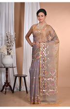 Morchari Heavy Jamdani Silk Orzanga Saree-Mehendi