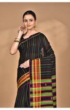 Morchari Pure Cotton Dhakai Jamdani Handloom Saree-Black