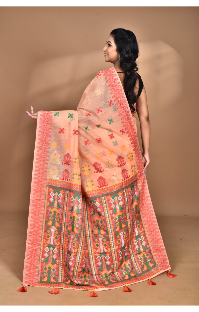 Morchari Women Desgin Chanderi Silk Saree-Peach