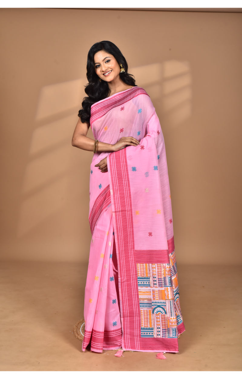 Morchari Women Desgin Chanderi Silk Saree-Pink
