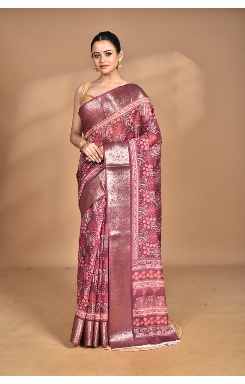 Morchari Chanderi Digital Print Saree-Multi
