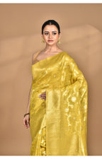 Morchari Banarasi Silk Chanderi Saree-Yellow