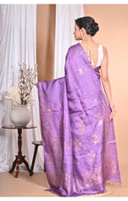 Morchari Pure Tussar Silk Handloom Saree-Purple