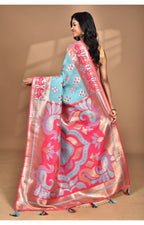 Morchari Women Desgin Two Dai Linen Saree-Multi