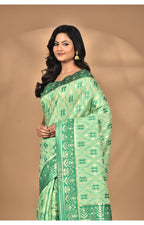 Morchari Women Desgin Kashmiri Silk Linen Saree-Green