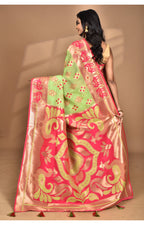 Morchari Women Desgin Two Dai Linen Saree-Multi