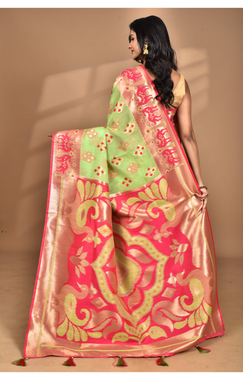 Morchari Women Desgin Two Dai Linen Saree-Multi