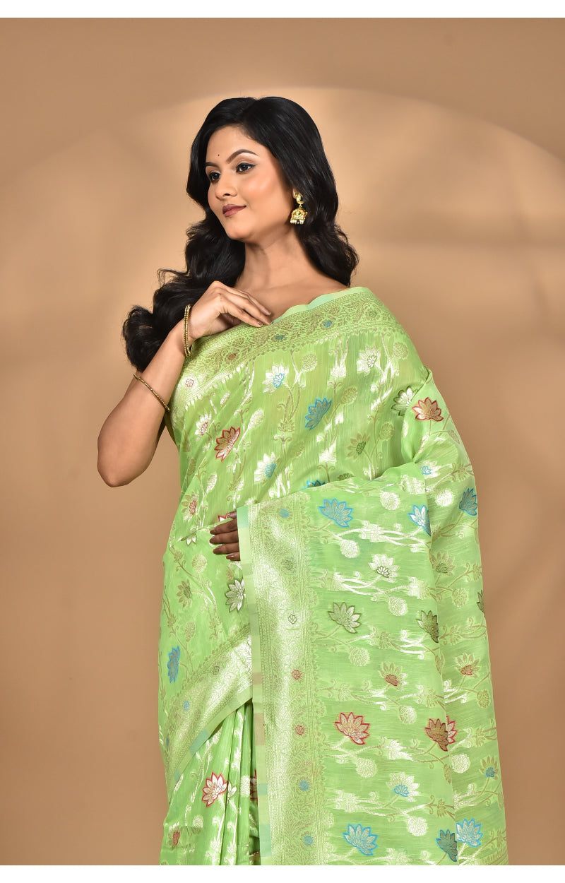 Morchari Women Desgin Chanderi Silk Saree-Green