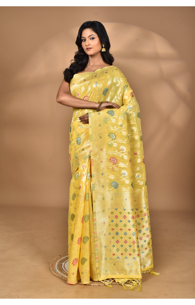 Morchari Women Desgin Chanderi Silk Saree-Yellow