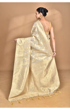 Morchari Banarasi Silk Chanderi Saree-Cream