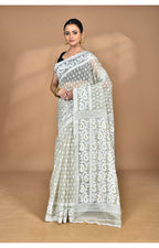 Morchari Pure Cotton Dhakai Jamdani Handloom Saree-Grey