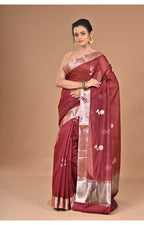 Morchari Heavy Chanderi Silk Saree-Maroon