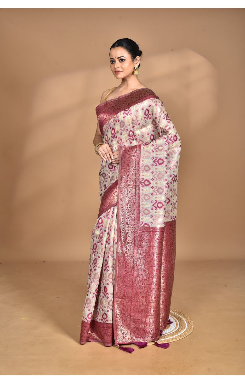 Morchari Women Desgin Chanderi Silk Saree-Cream