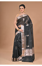 Morchari Heavy Chanderi Silk Saree-Black