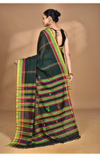 Morchari Pure Cotton Dhakai Jamdani Handloom Saree-Green