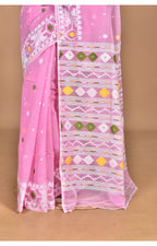 Morchari Pure Cotton Dhakai Jamdani Handloom Saree-Pink