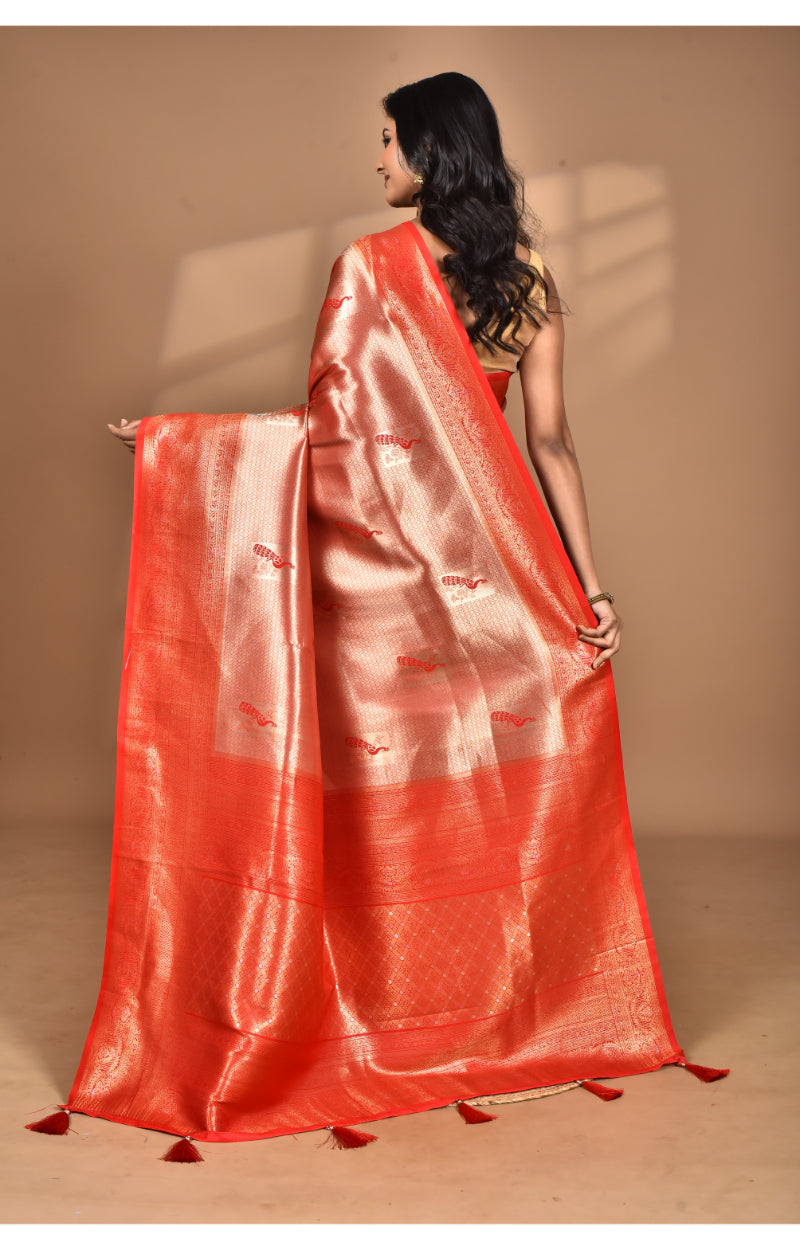 Morchari Women Desgin Banarasi Silk Saree-Red