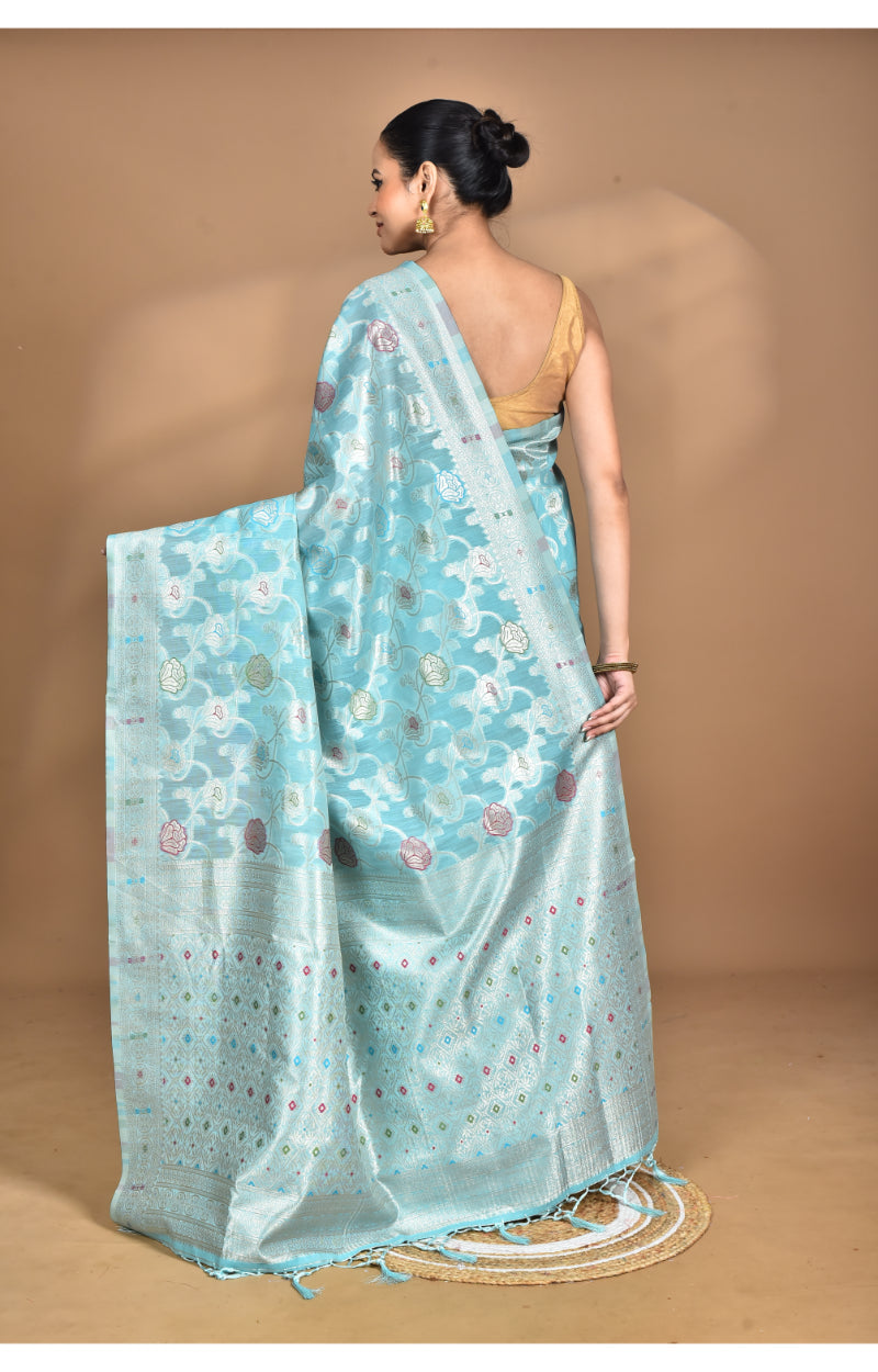 Morchari Women Desgin Chanderi Silk Saree-Blue