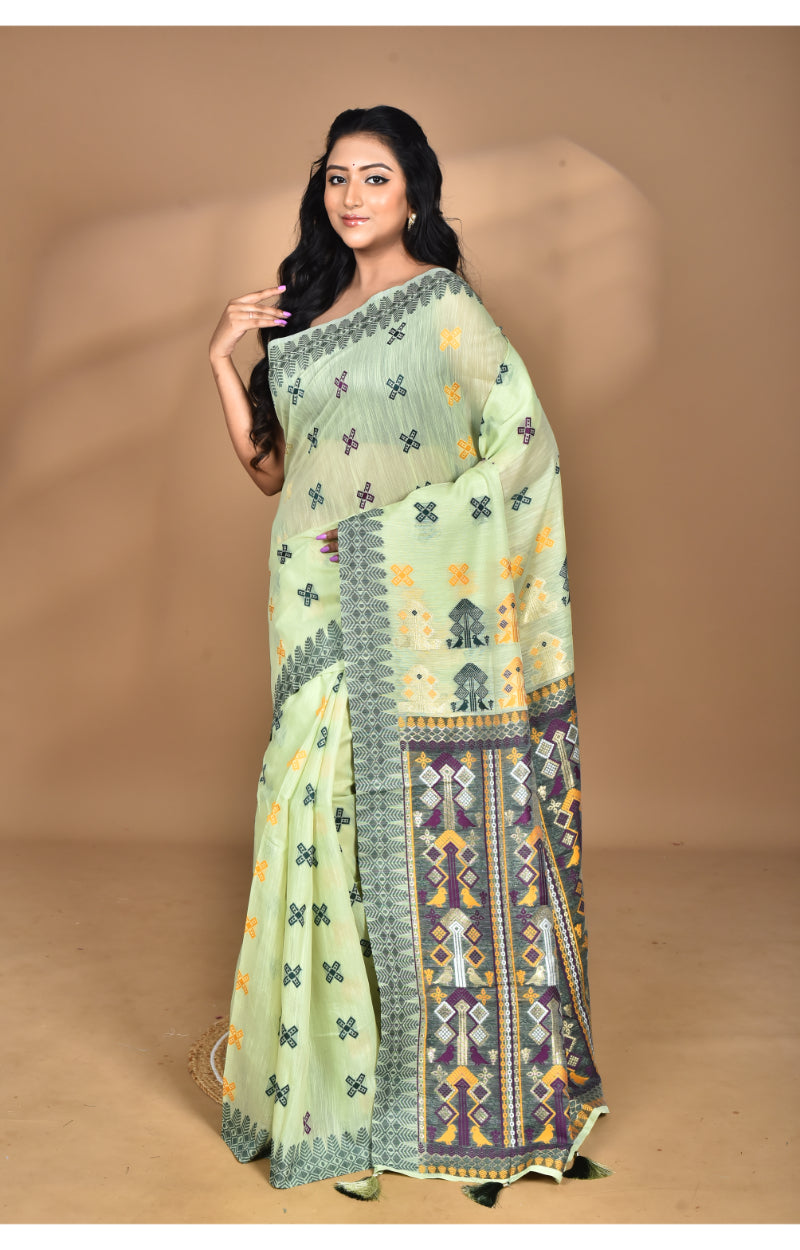 Morchari Women Desgin Chanderi Silk Saree-Green