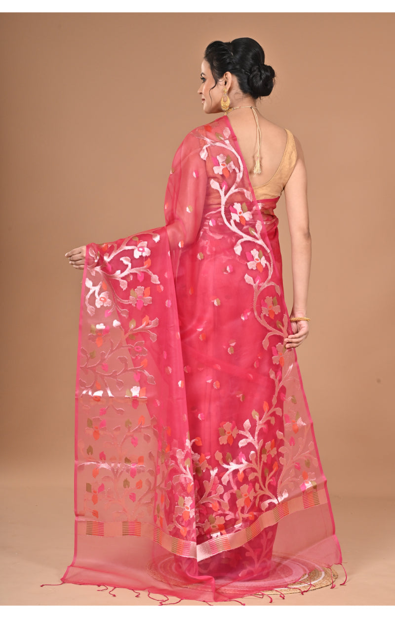 Morchari Semi Orzanga Jamdani Silk Saree-Redise