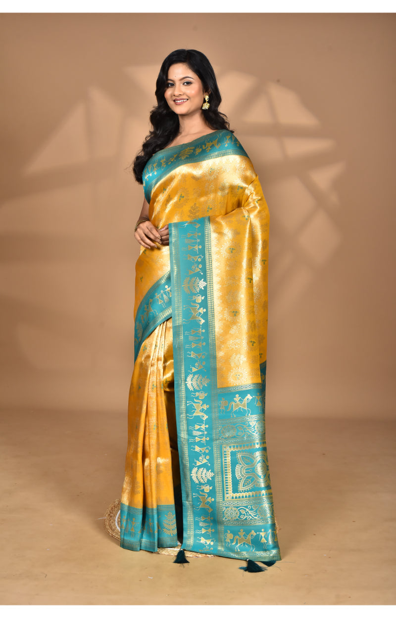Morchari Women Desgin Two Dai Silk Saree-Yellow