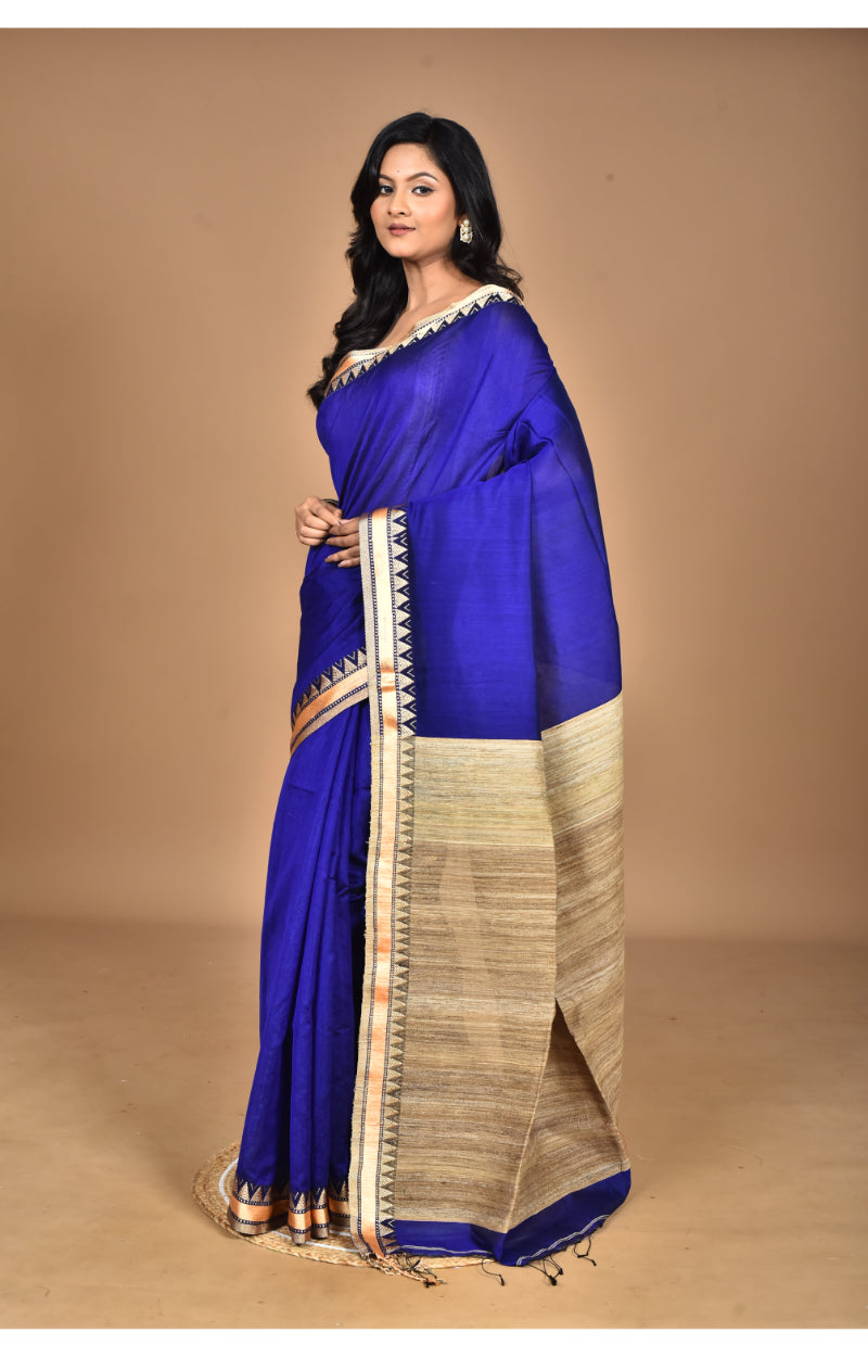Morchari Pure Cotton Dhakai Jamdani Handloom Saree-Blue