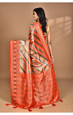 Morchari Ethnic Motifs Silk Blend Dharmavaram Saree-Orange