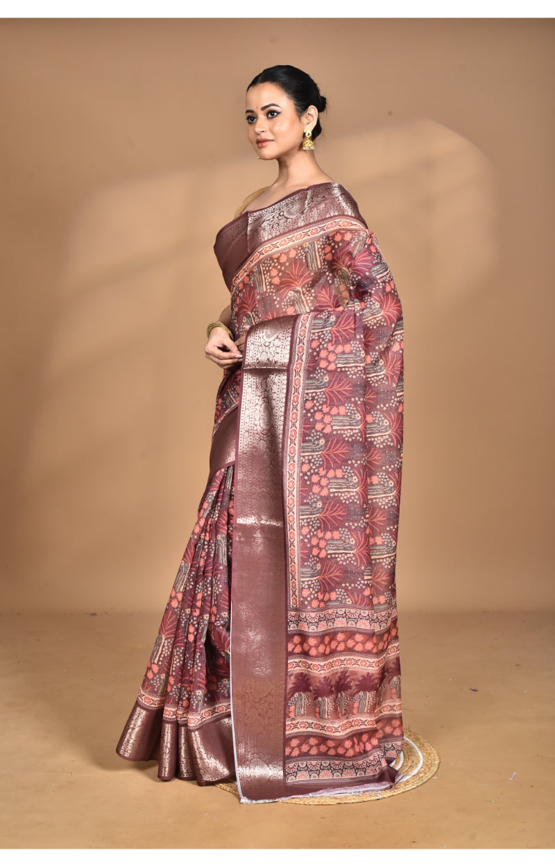 Morchari Chanderi Digital Print Saree-Multi