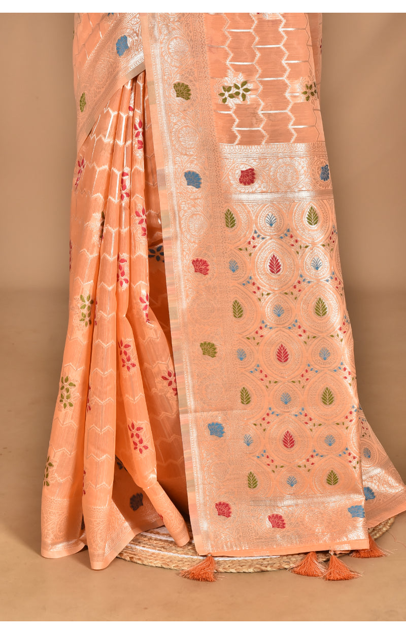 Morchari Women Desgin Chanderi Silk Saree-Peach