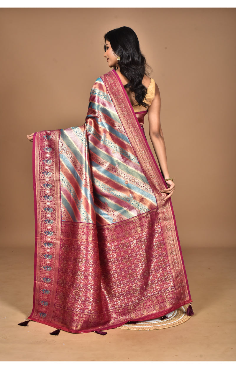Morchari Ethnic Motifs Silk Blend Dharmavaram Saree-Purple