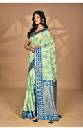 Morchari Women Desgin Kashmiri Silk Linen Saree-Green