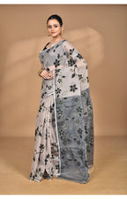 Morchari Pure Cotton Dhakai Jamdani Handloom Saree-Beige