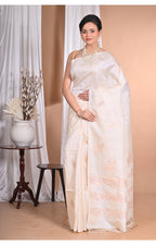 Morchari Pure Tussar Silk Handloom Saree-Cream