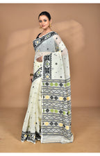 Morchari Pure Cotton Dhakai Jamdani Handloom Saree-Multi