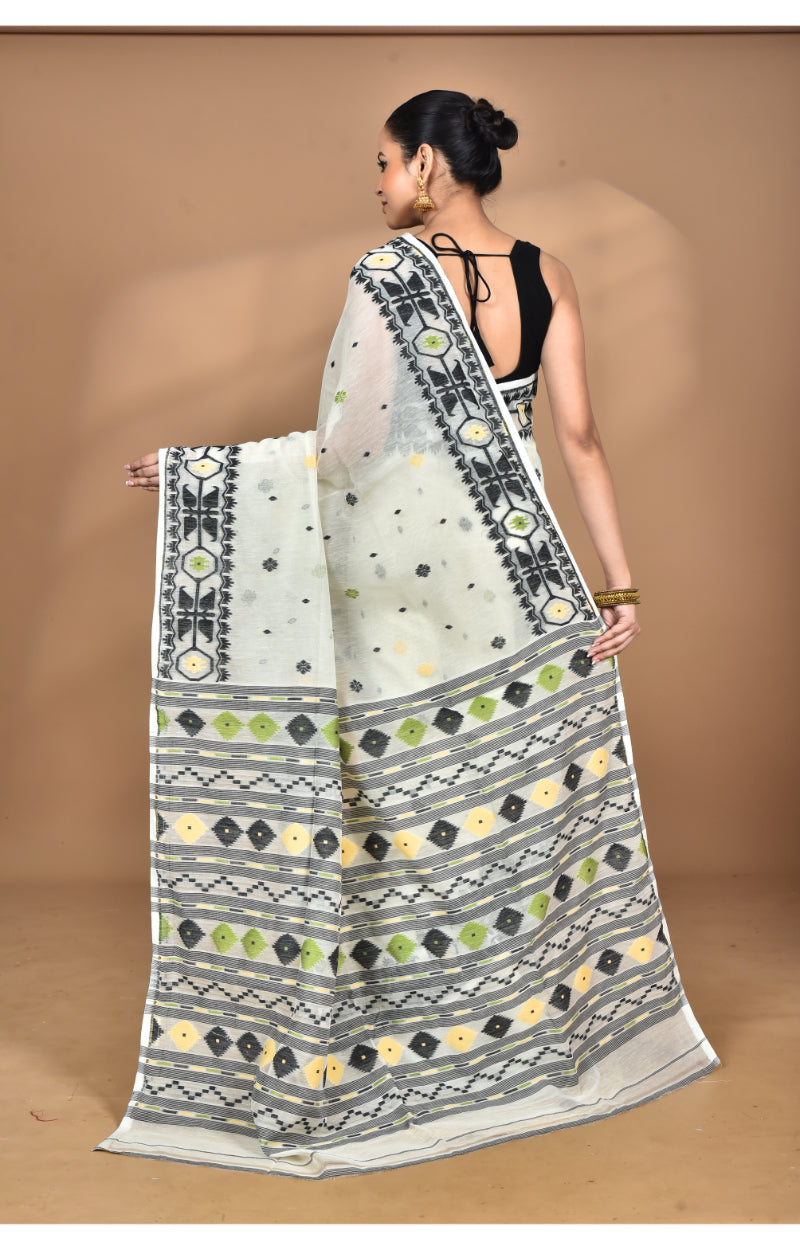 Morchari Pure Cotton Dhakai Jamdani Handloom Saree-Multi