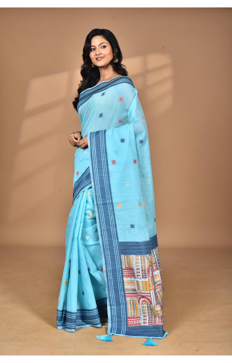 Morchari Women Desgin Chanderi Silk Saree-Blue
