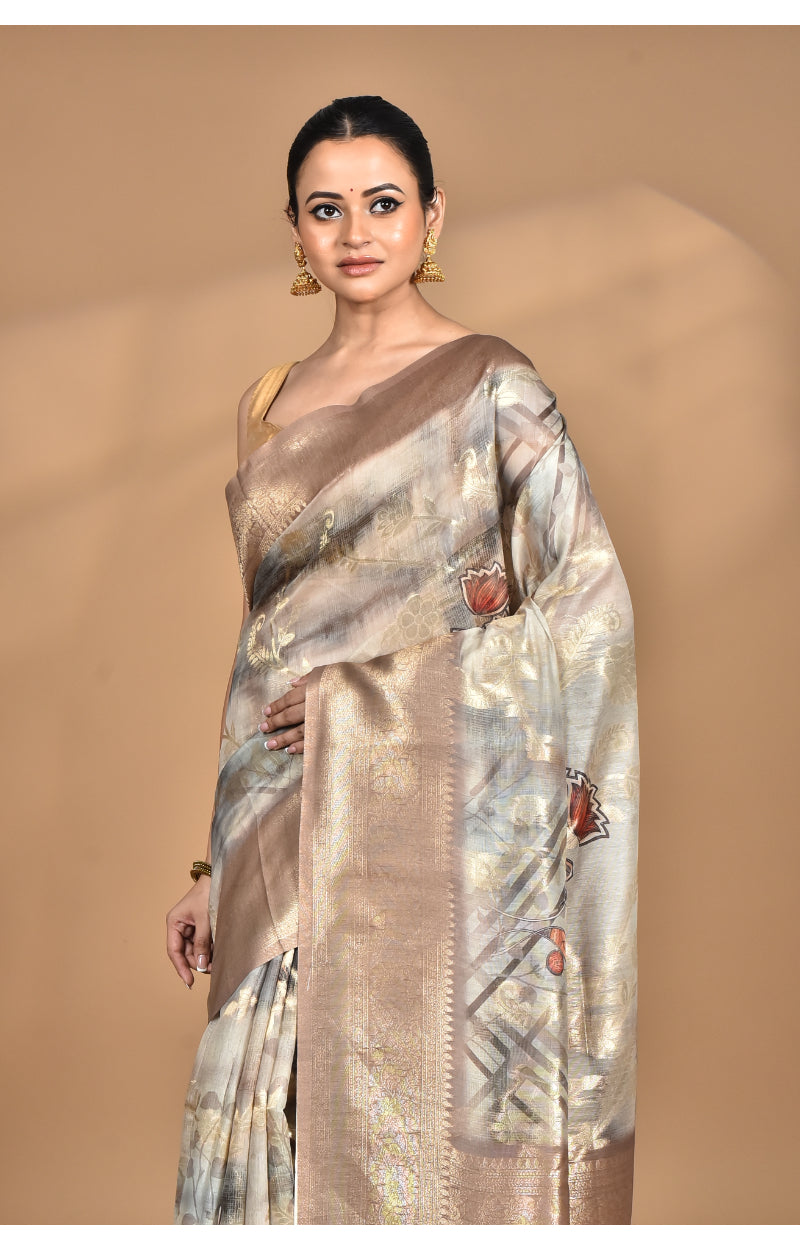 Morchari Women Desgin Linen Silk Saree-Multi