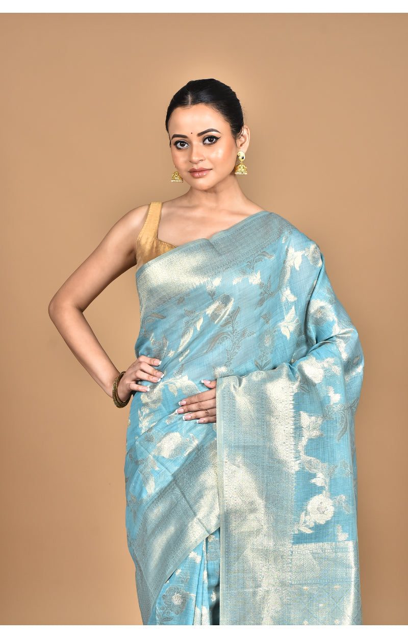 Morchari Banarasi Silk Chanderi Saree-Blue