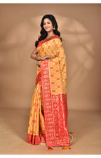 Morchari Women Desgin Kashmiri Silk Linen Saree-Yellow
