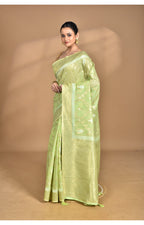 Morchari Banarasi Silk Chanderi Saree-Green